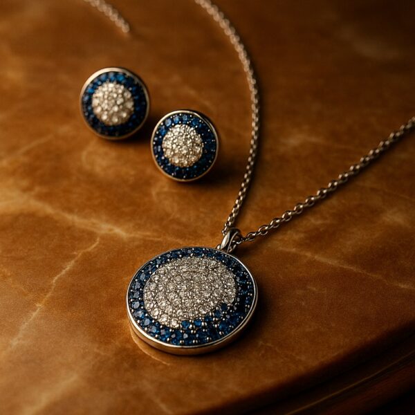Set de aros y Cadena Plateada - Imagen 4