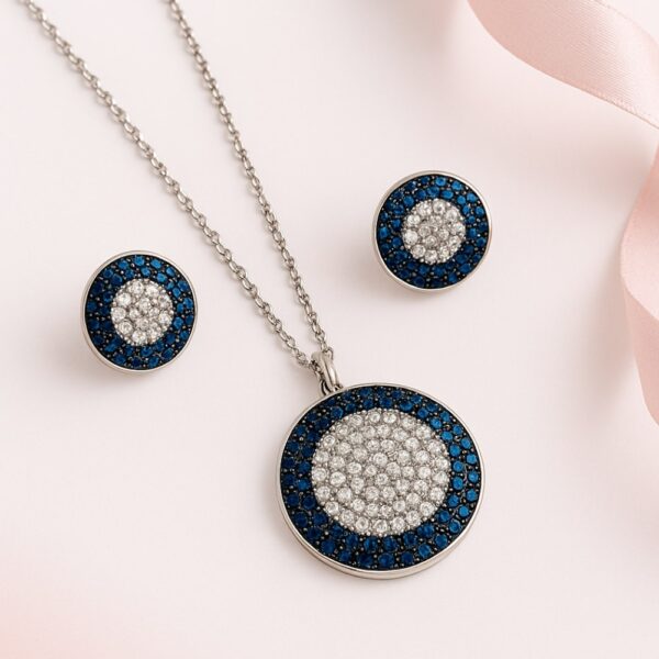 Set de aros y Cadena Plateada