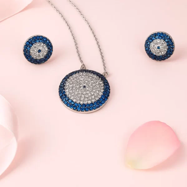 Set de aros y Cadena Plateada - Imagen 3