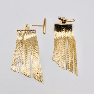 Karla's Radiant Gold-Plated Earrings with Cascading Metallic Strands for Elegant Shimmering Elegance
