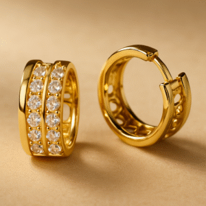 Aros Gold-plated rueditas con incrustaciones de circonio