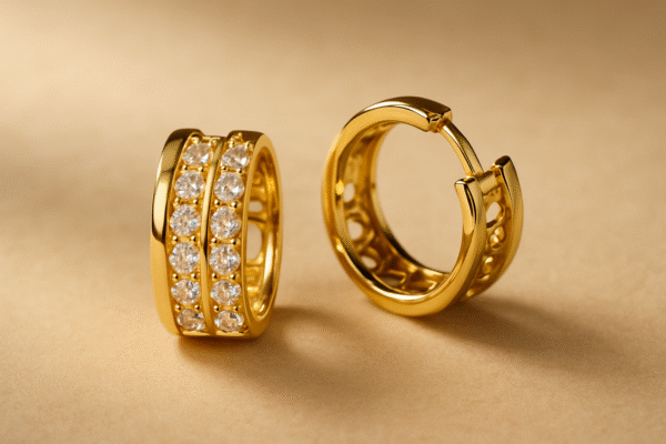 Aros Gold-plated rueditas con incrustaciones de circonio